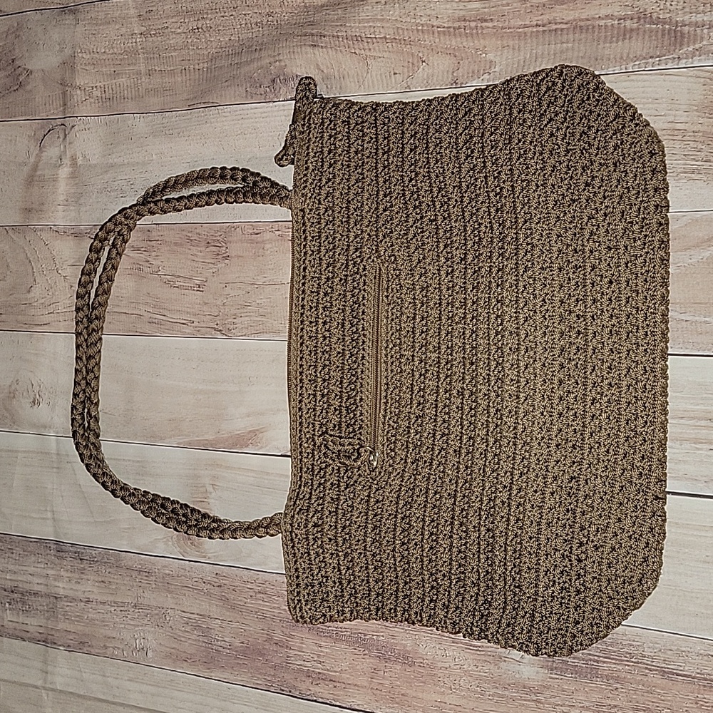 THE SAK Taupe Crocheted Shoulder Bag Tote Bag